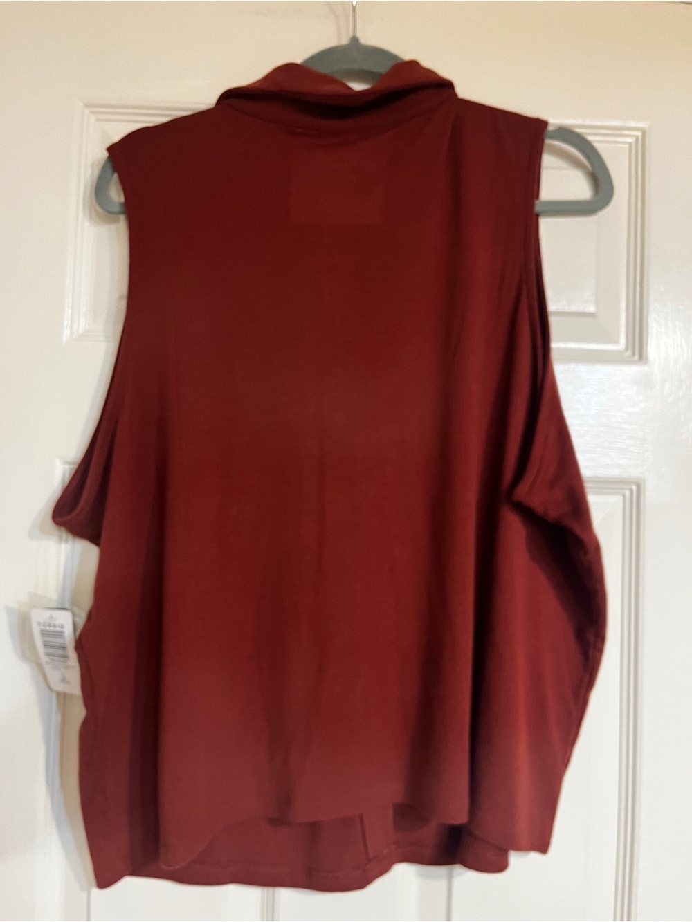 NWT Torrid Rust-Colored Ribbed Button-Front Cold-Shoulder Top - Picture 3 of 7